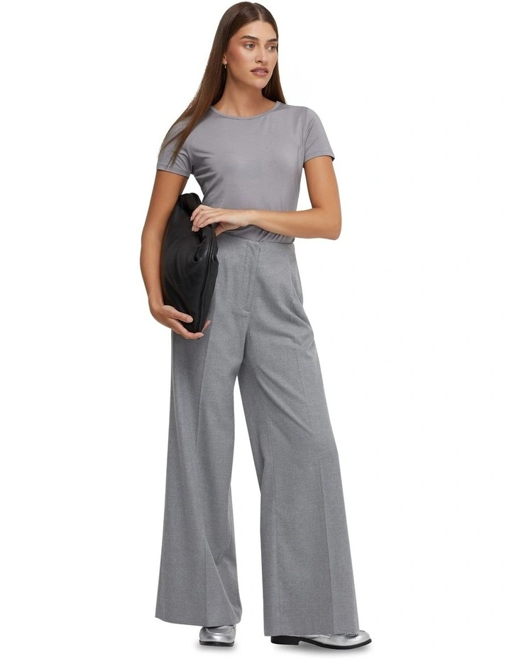 Imogen Crew Neck Jersey T-Shirt in Silver image 1