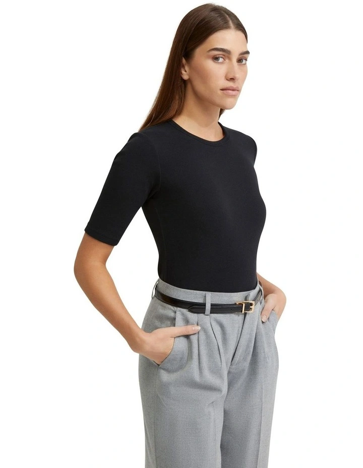 Saffron Rib T-Shirt in Black image 3