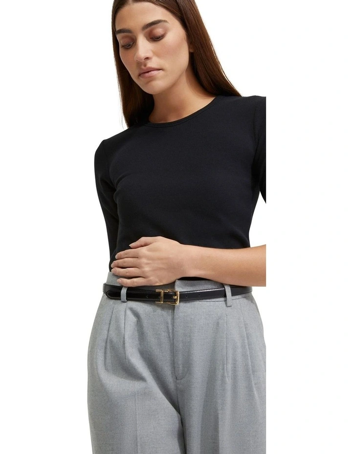 Saffron Rib T-Shirt in Black image 4