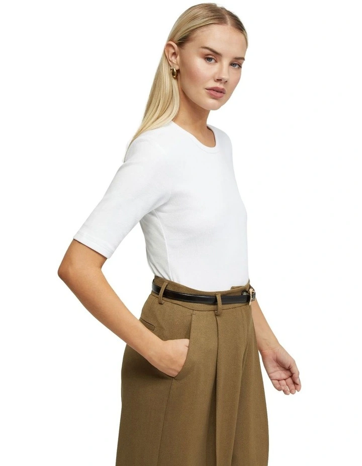 Saffron Rib T-shirt in White image 3