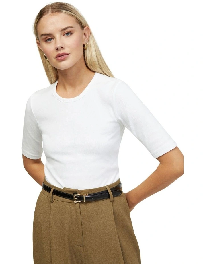 Saffron Rib T-shirt in White image 4