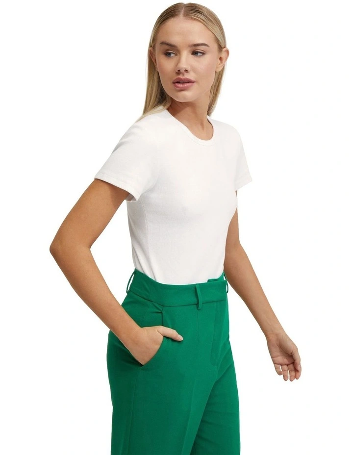Oxford Kali Rib T-Shirt in White | MYER