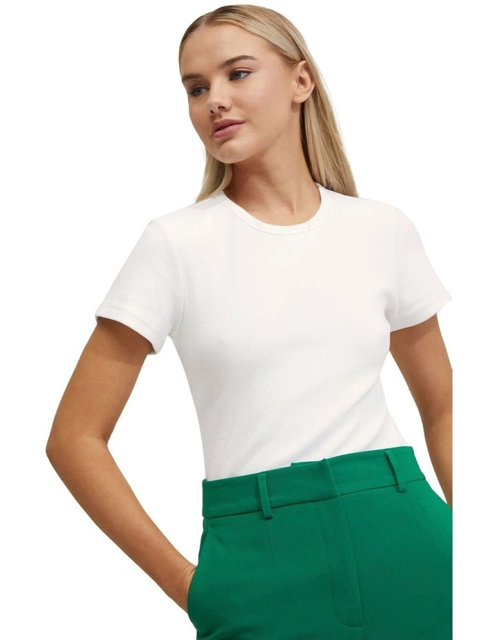Oxford Kali Rib T-Shirt in White | MYER