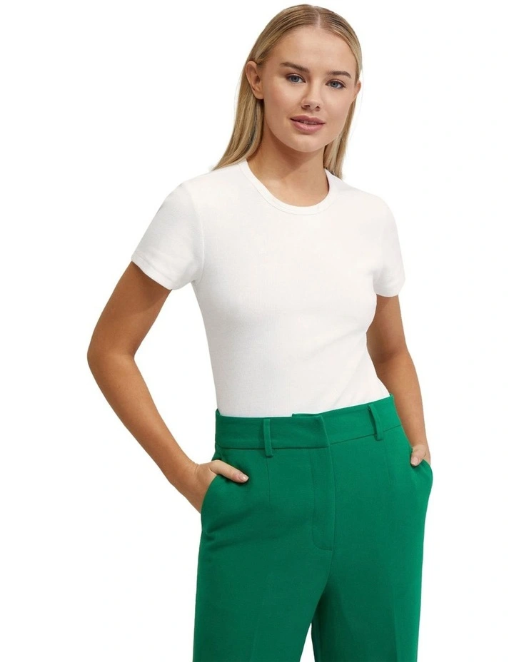 Oxford Kali Rib T-Shirt in White | MYER