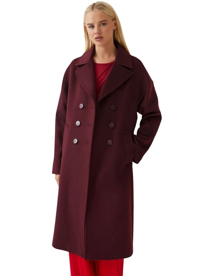 Anna Wool Blend Coat in Plum image 5