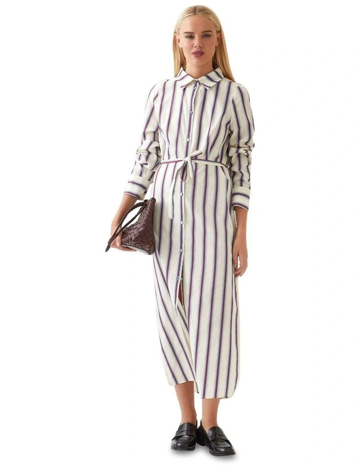 Dianne Cotton Striped Shirt Dress in Red/Blue Stripe image 1