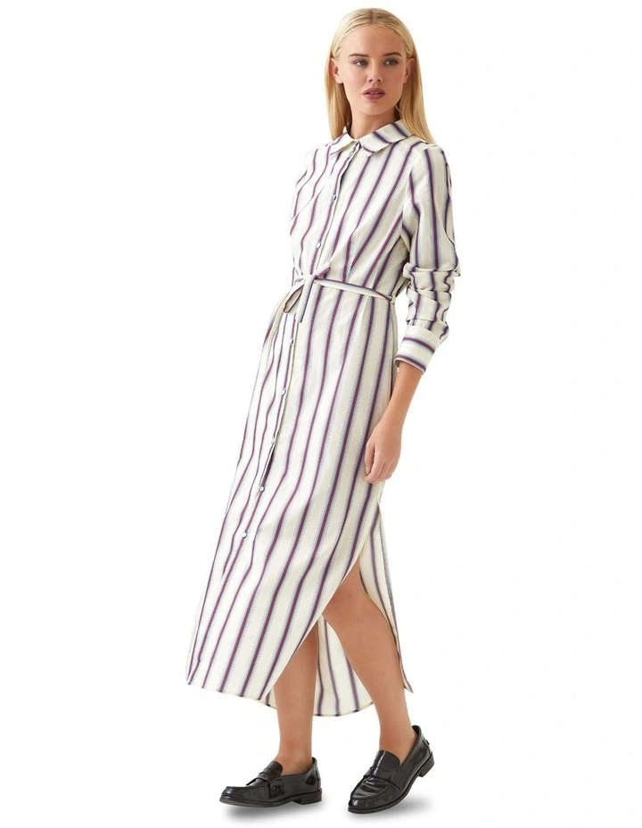 Dianne Cotton Striped Shirt Dress in Red/Blue Stripe image 2