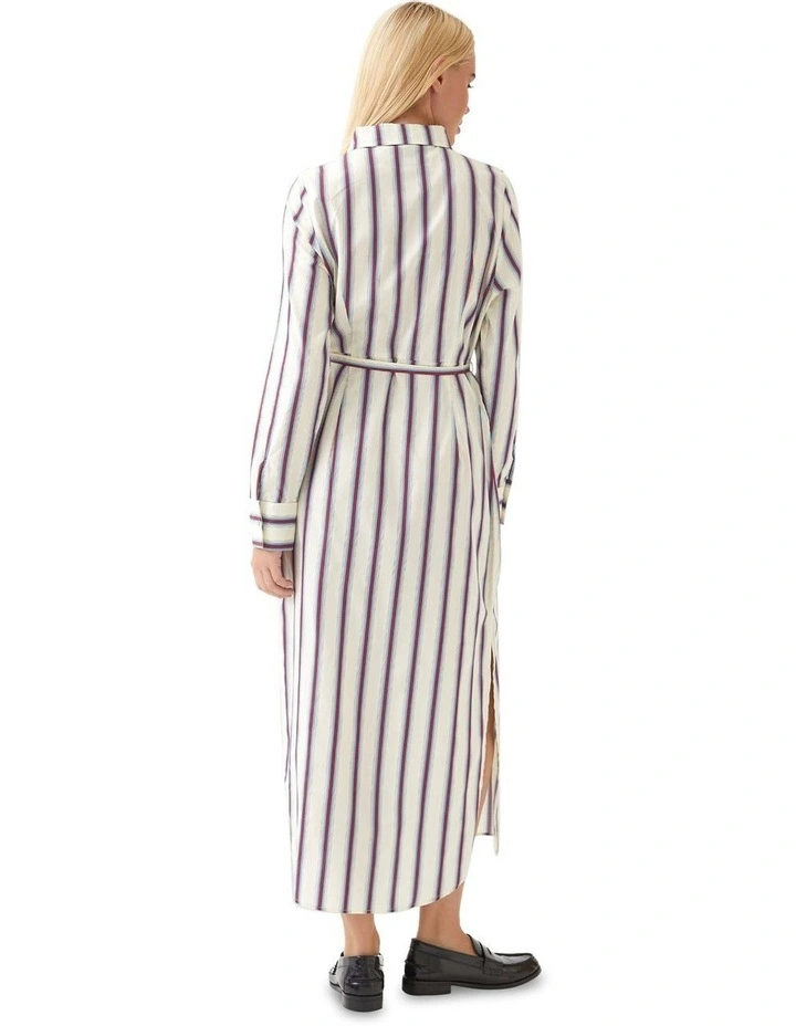 Dianne Cotton Striped Shirt Dress in Red/Blue Stripe image 3