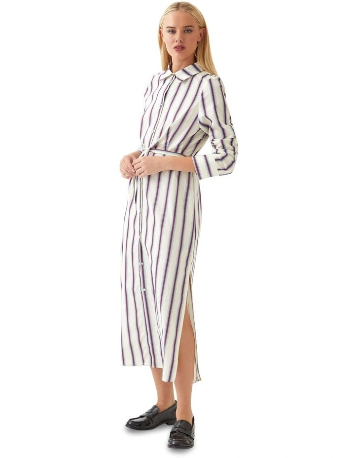 Dianne Cotton Striped Shirt Dress in Red/Blue Stripe image 4