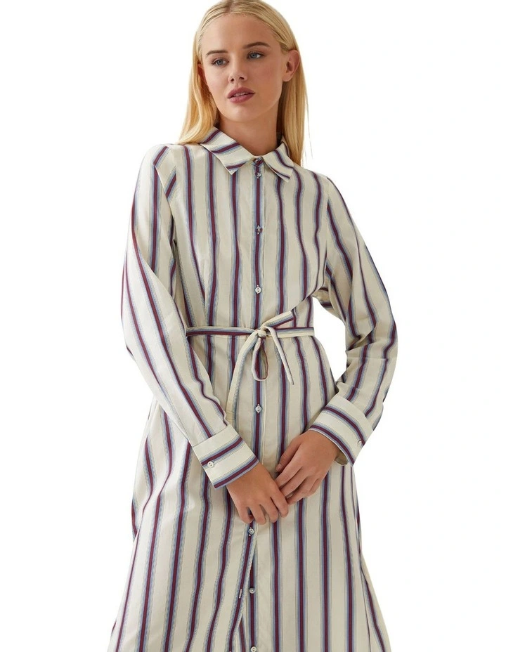 Dianne Cotton Striped Shirt Dress in Red/Blue Stripe image 5