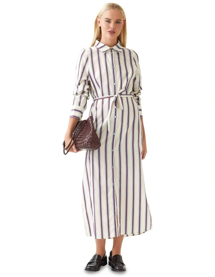 Dianne Cotton Striped Shirt Dress in Red/Blue Stripe image 7