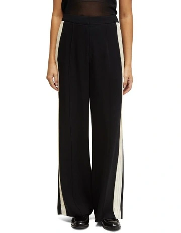 Ines Contrast Side Panel Pants in Black