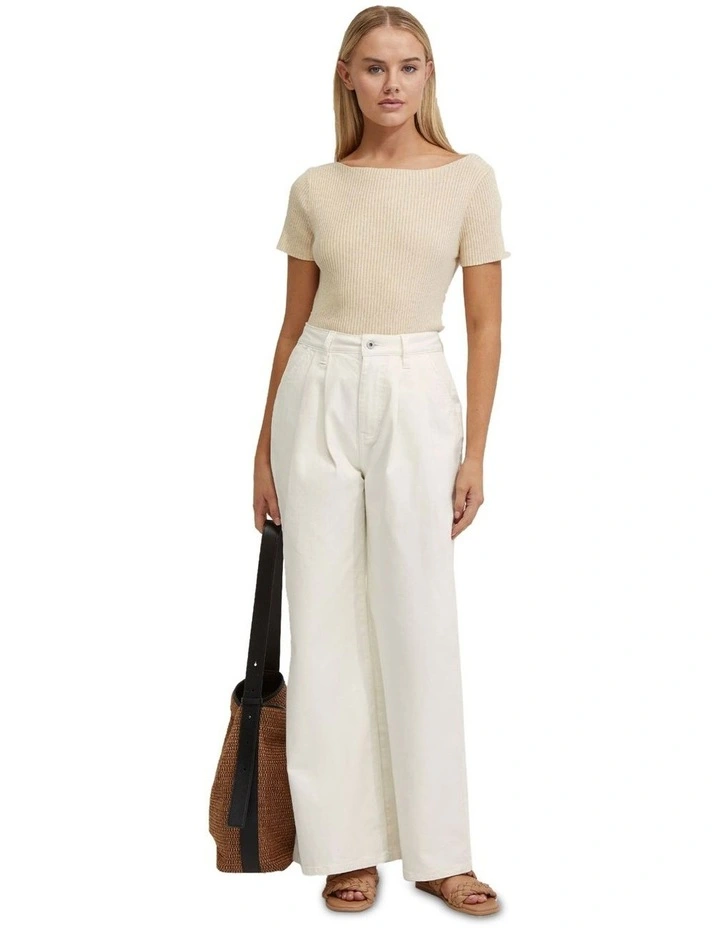 Keri Ribbed Boatneck Knit in Stone image 1