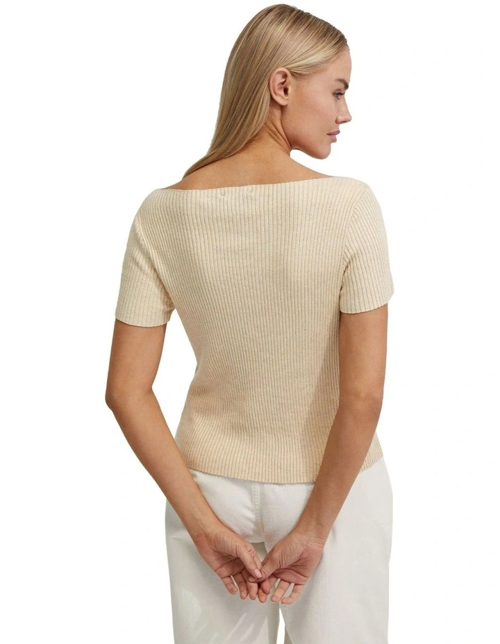 Keri Ribbed Boatneck Knit in Stone image 3