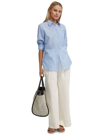 Ariel Striped Voile Shirt in Blue