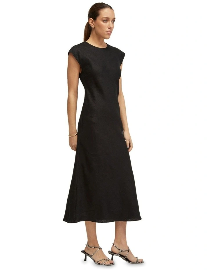 Isabel Linen Dress in Black image 3