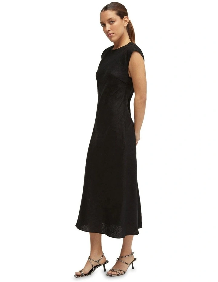 Isabel Linen Dress in Black image 4
