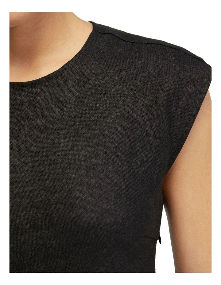 Isabel Linen Dress in Black image 6