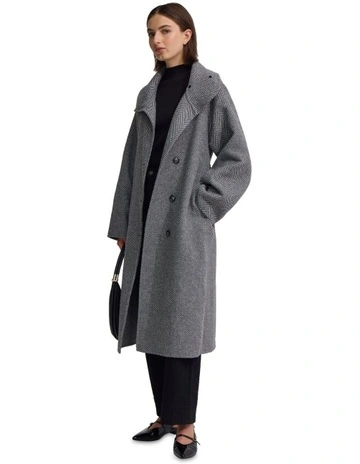 Edi Herringbone Coat in Grey