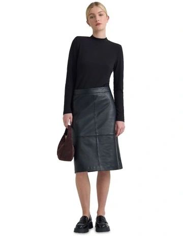 Nina Nappa Leather Skirt in Black