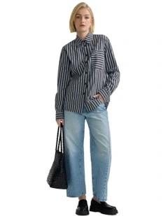 Mia Strech Cotton Shirt in Black