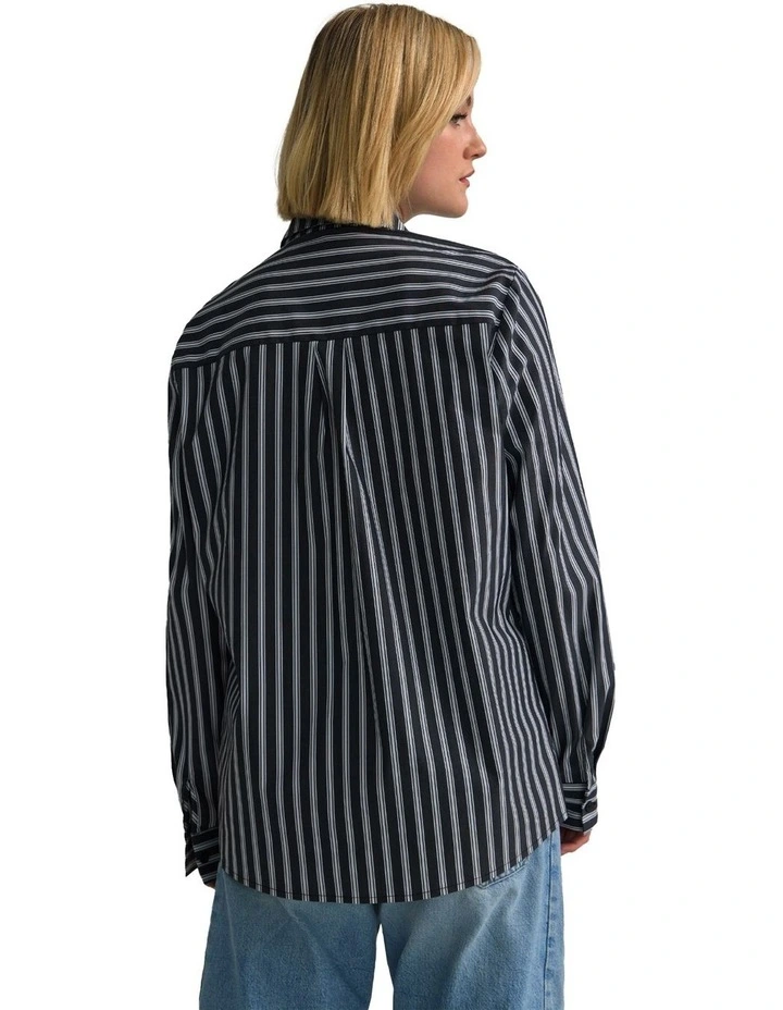 Mia Strech Cotton Shirt in Black image 2