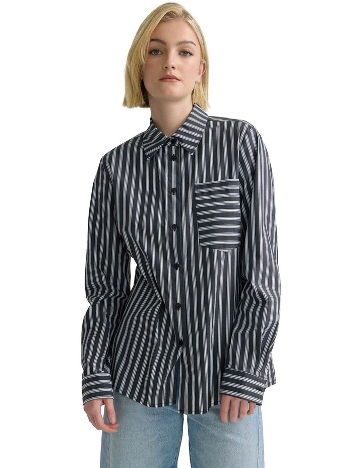 Mia Strech Cotton Shirt in Black image 4