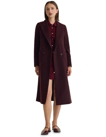Saskia Wool Coat in Burgundy