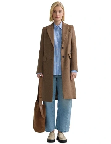 Ruby Wool Coat in Dark Camel