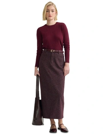Harper Column Skirt in Burgundy