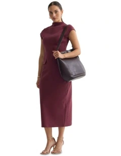 Eve Scuba Stretch Dress in Burgundy