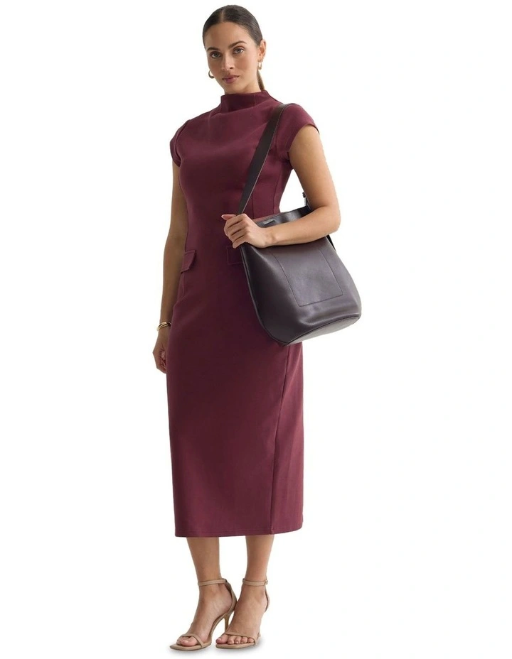 Eve Scuba Stretch Dress in Burgundy image 1
