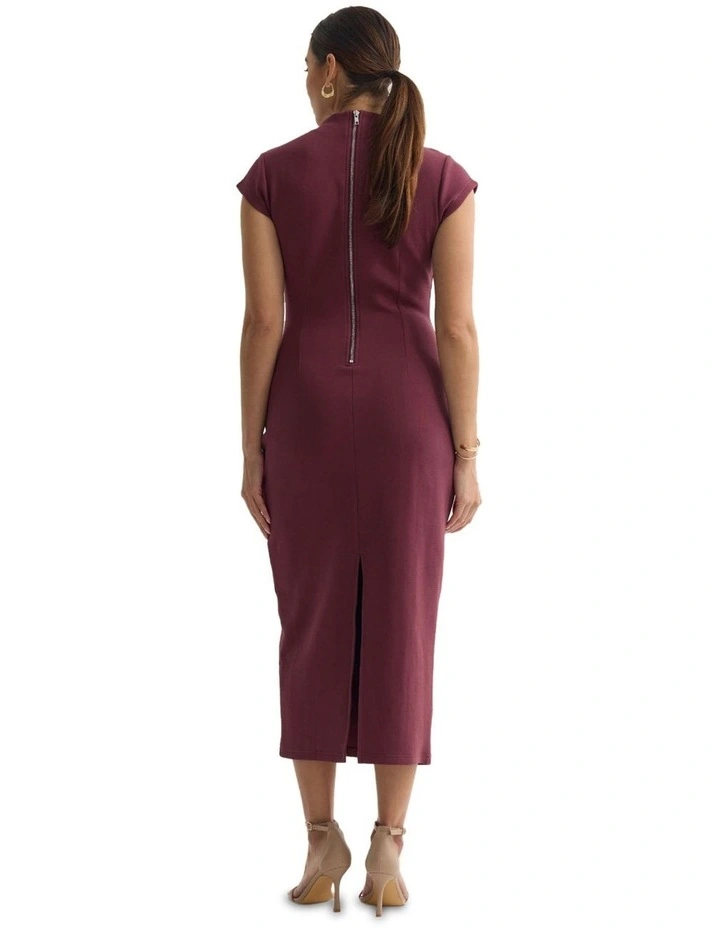 Eve Scuba Stretch Dress in Burgundy image 2