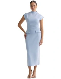 Eve Scuba Stretch Dress in Blue