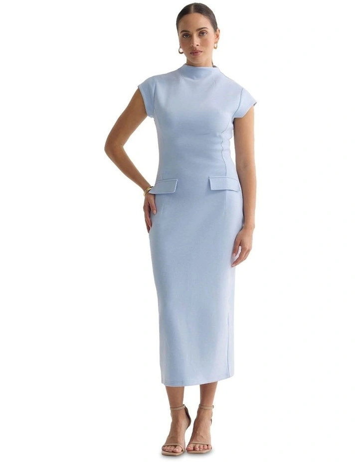 Eve Scuba Stretch Dress in Blue image 1