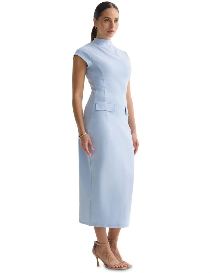 Eve Scuba Stretch Dress in Blue image 3