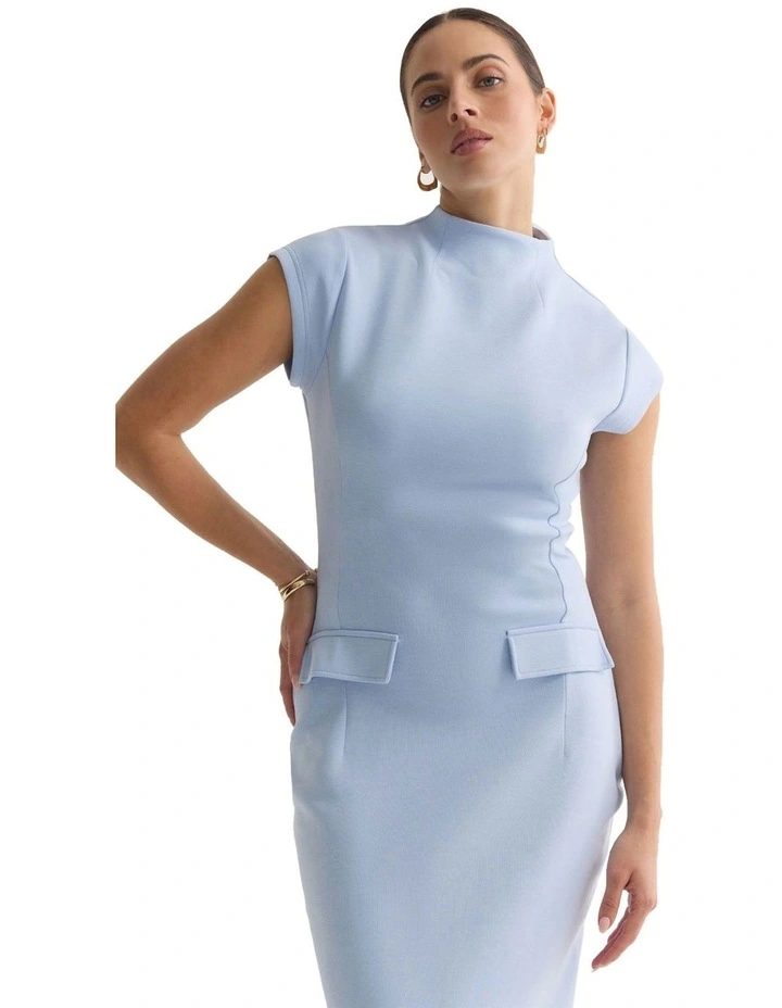 Eve Scuba Stretch Dress in Blue image 4
