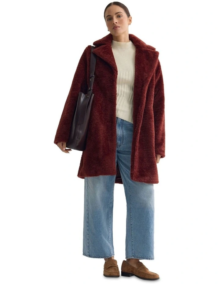 Teddy Faux Fur Coat in Bronze image 1