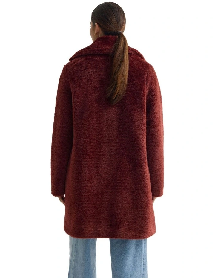 Teddy Faux Fur Coat in Bronze image 2