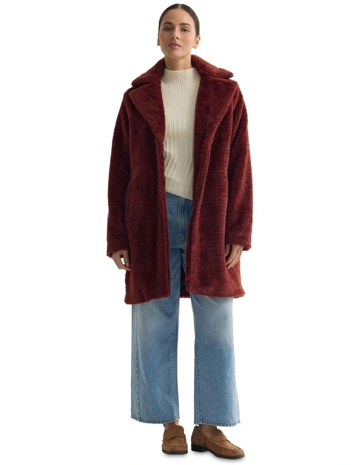 Teddy Faux Fur Coat in Bronze image 5