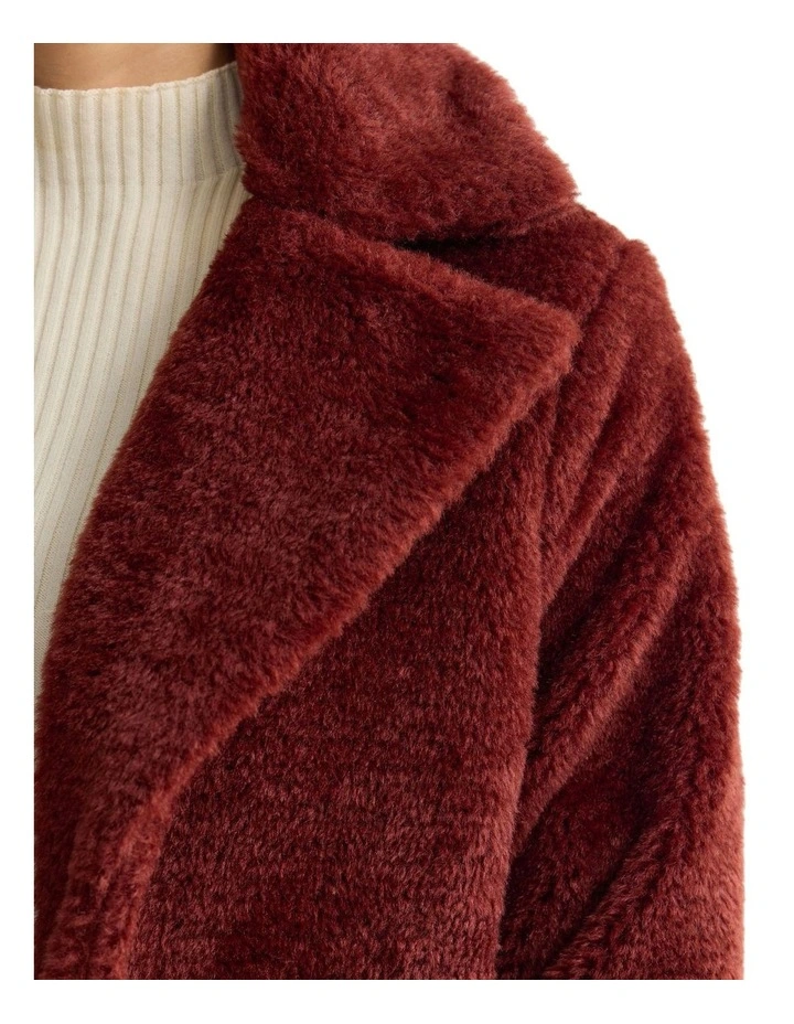 Teddy Faux Fur Coat in Bronze image 6