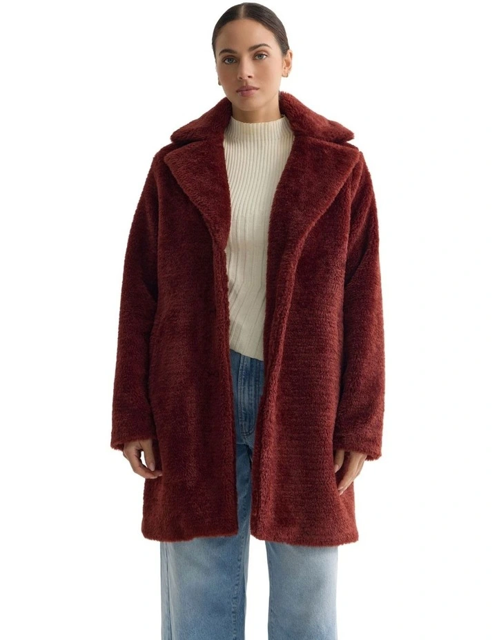 Teddy Faux Fur Coat in Bronze image 7