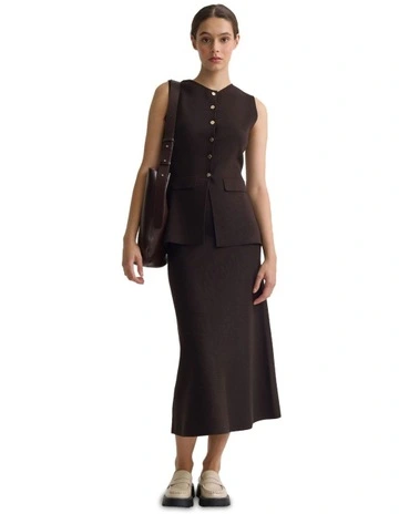 Gracie Knitted Midi Skirt in Cocoa