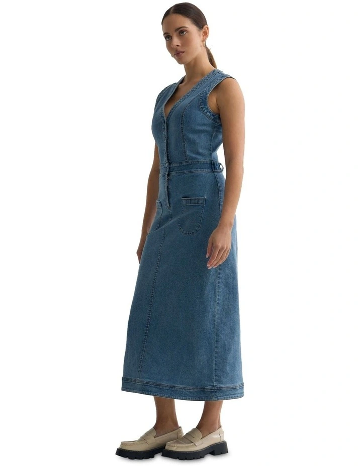 Ayana Denim Dress in Blue image 3