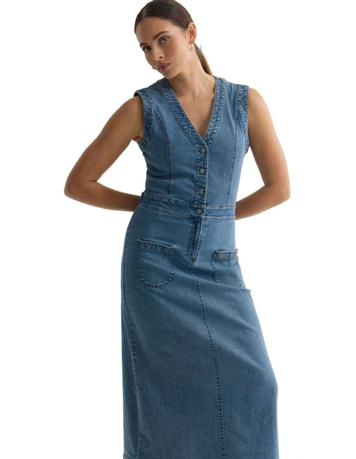 Ayana Denim Dress in Blue image 4