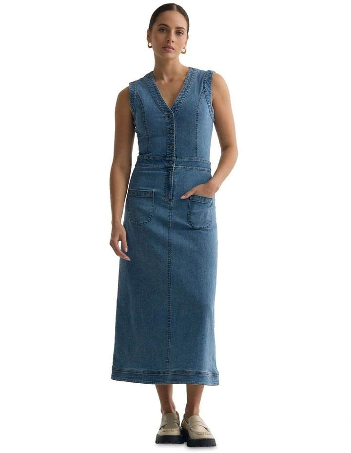 Ayana Denim Dress in Blue image 5