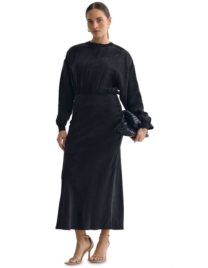 Georgina Cupro Dress in Black image 1