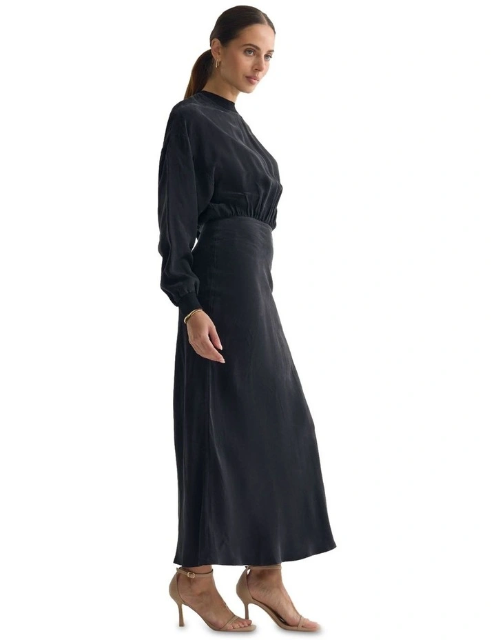 Georgina Cupro Dress in Black image 3