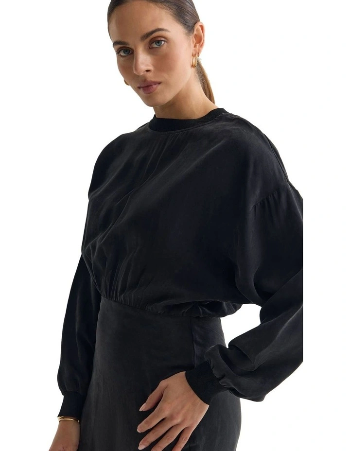 Georgina Cupro Dress in Black image 4