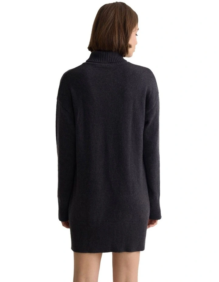 Tilda Knitted Wool Mini Dress in Charcoal image 2